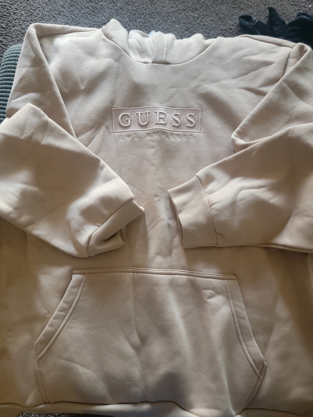 GUESS Los Angeles Men’s Cream Hoodie Sweatshirt